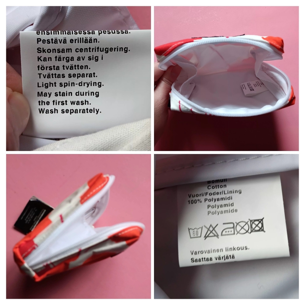 NWT Marimekko "Poimulehti" Orange Floral Mini Cosnetic Toiletry Travel Bag - Picture 7 of 7
